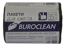 Пакети для сміття 35л/100шт, чорні BuroClean ECO