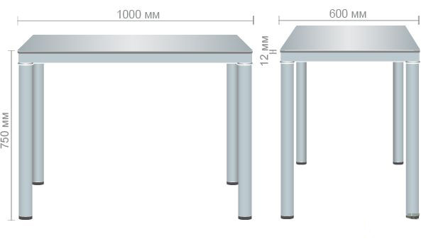 Стіл Ронда 1000х600х750 База вершковий/Скло беж (розміри)