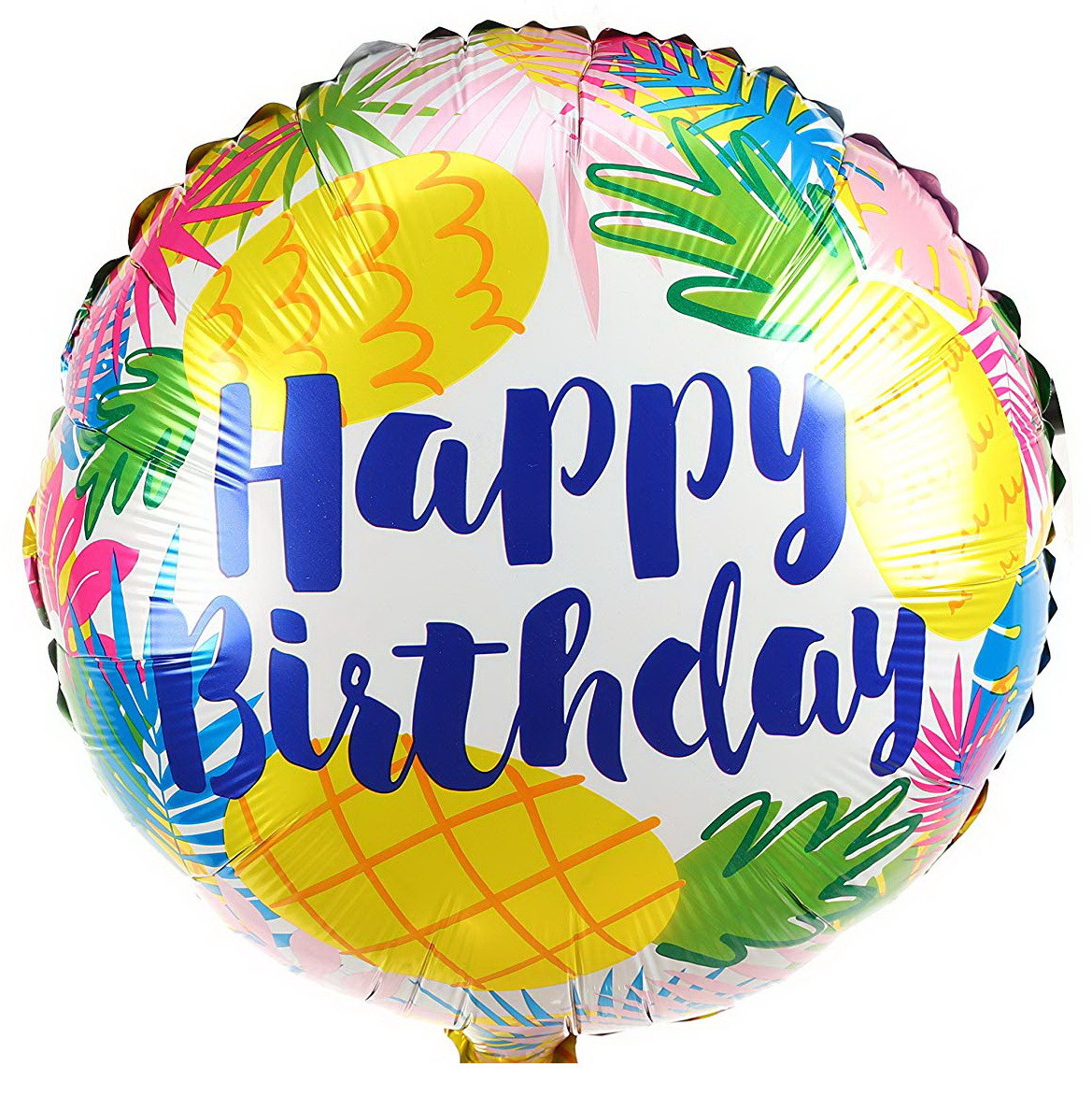 Куля фольгована кругла "Happy Birthday" Ананаси. Розмір: 18"(45 см).