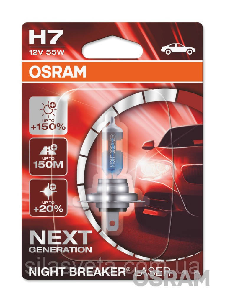 Автомобільна лампа "OSRAM" (H7)(Night Breaker Laser)(+150%)(Next Generation)(Blister), фото 1