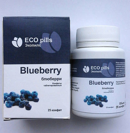 EcoPills Blueberry — Цукерки таблетовані для відновлення зору 25 шт., фото 2