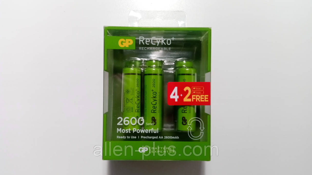 Комплект акумуляторів (6 шт.) GP Green Generation ReCyko+ АА 1.2V 2600mAh Ni-MH