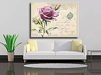 Картина на полотні "Ретро-листівка з трояндою ручної роботи"