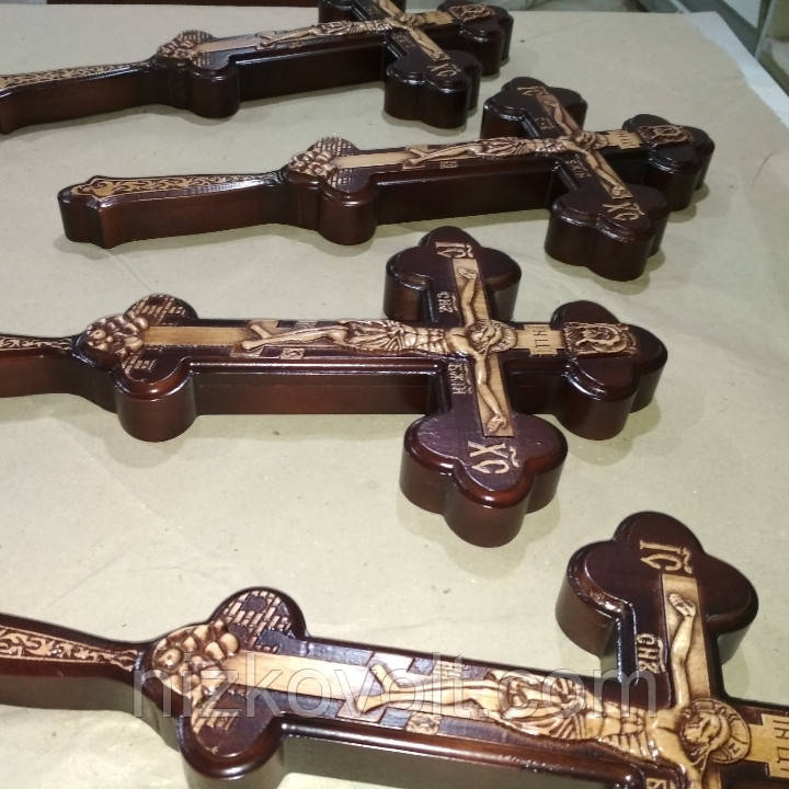 Різьблений животворящий хрест з ручкою 190*395*36 мм, фото 1