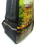 Джинсовий рюкзак Міський пейзаж, фото 2