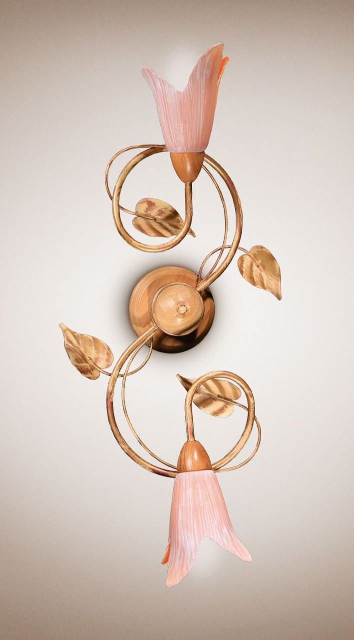 Люстра стельова квіткова з елементами дерева для спальні, кухні 242 серії "Лучідо"