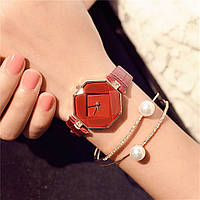 Женские наручные часы Classic красные, Жіночий наручний годинник