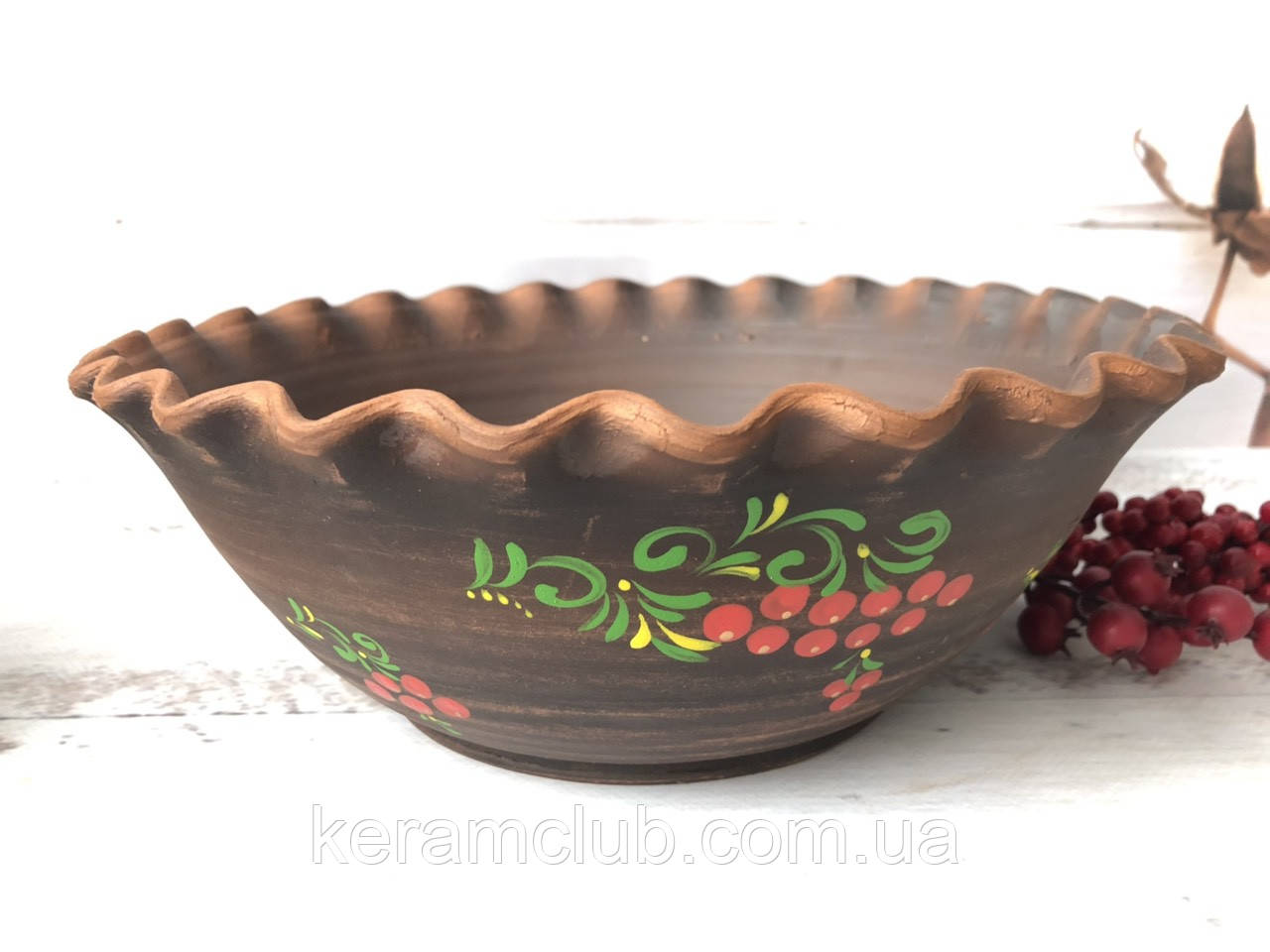 Перегонова миска з глини 3 л із малюнком, фото 1