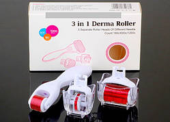 Роликовий масажер для обличчя 3in1 Derma Roller (Мезоролер)