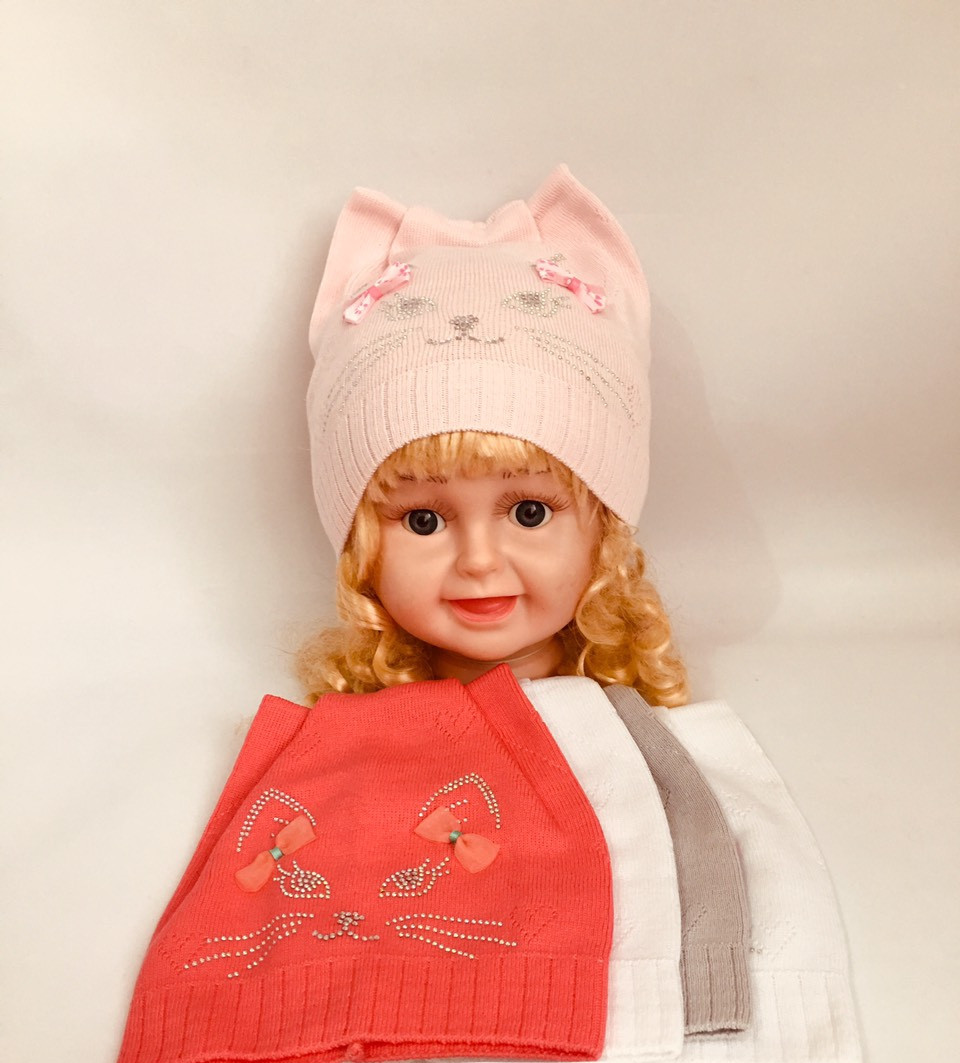 Оптом Шапка в'язана для дівчинки р 46-48