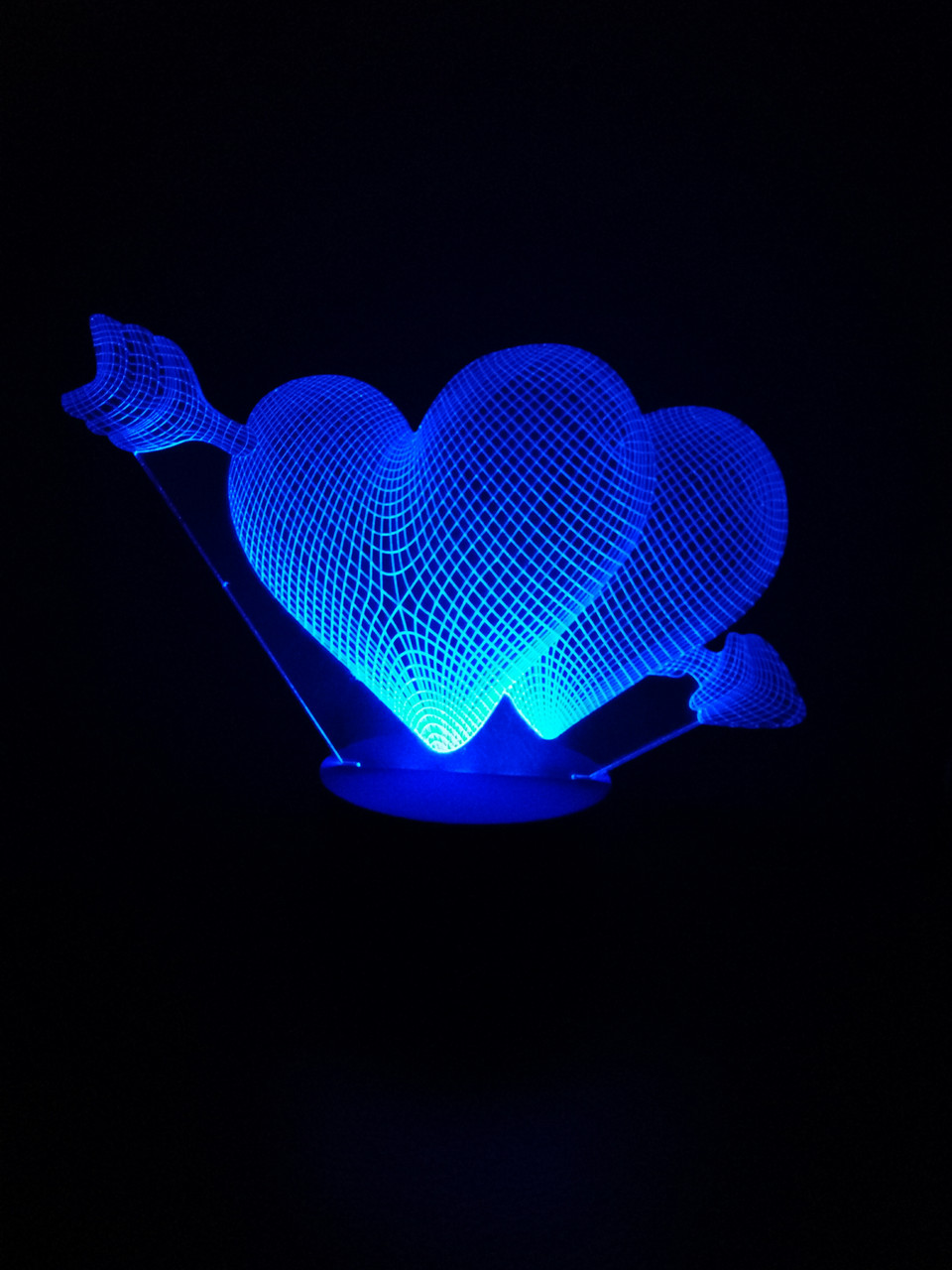 3d-світильник Серця зі стрілою, 3д-нічник, кілька підсвічувань (батарейка+220В), фото 1