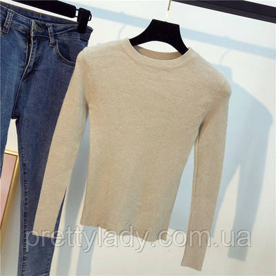 Жіночий гольф з люрексом бежевий, фото 1