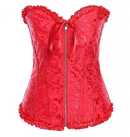 Корсет червоний атласний на молнії жакардовий M червоний (ZKM-redM), фото 1