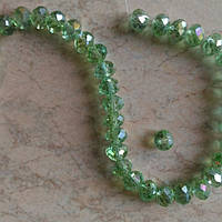 Бусина Рондель граненное стекло 8 мм, цвет светло-зеленый хамелеон