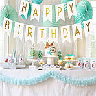 Гірлянда-розтяжка Прапорці Happy Birthday, біла, фото 2