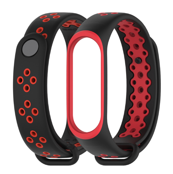 Ремінець Xiaomi Mi Band 4 / 3 MiJobs Sport силіконовий Чорний / Червоний 1696P