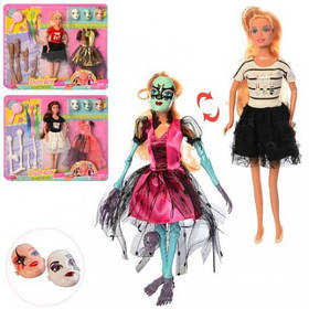 Лялька з нарядом, 28см, маски, аксесуари, плаття, 3 види, DEFA, 8411
