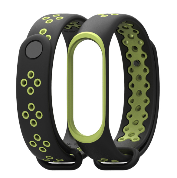 Ремінець Xiaomi Mi Band 4 / 3 MiJobs Sport силіконовий Чорний / Зелений 1696P