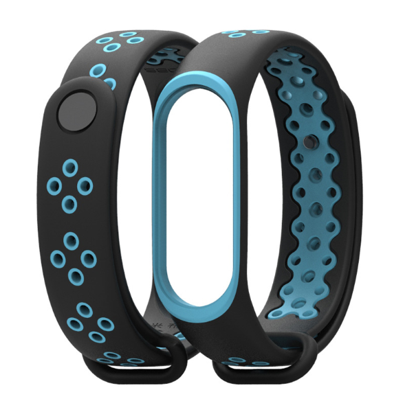 Ремінець Xiaomi Mi Band 4 / 3 MiJobs Sport силіконовий Чорний / Блакитний 1696P