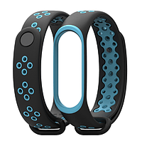 Ремешок Xiaomi Mi Band 4 / 3 MiJobs Sport силиконовый Черный / Голубой 1696P