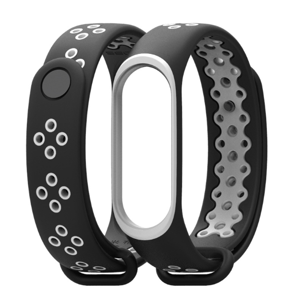 Ремінець Xiaomi Mi Band 4 / 3 MiJobs Sport силіконовий Чорний / Білий 1696P