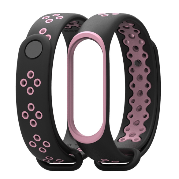 Ремінець Xiaomi Mi Band 4 / 3 MiJobs Sport силіконовий Чорний / Рожевий 1696P