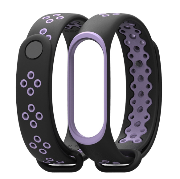 Ремінець Xiaomi Mi Band 4 / 3 MiJobs Sport силіконовий Чорний / Фіолетовий 1696P