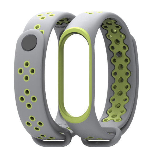 Ремінець Xiaomi Mi Band 4 / 3 MiJobs Sport силіконовий Сірий / Зелений 1696P