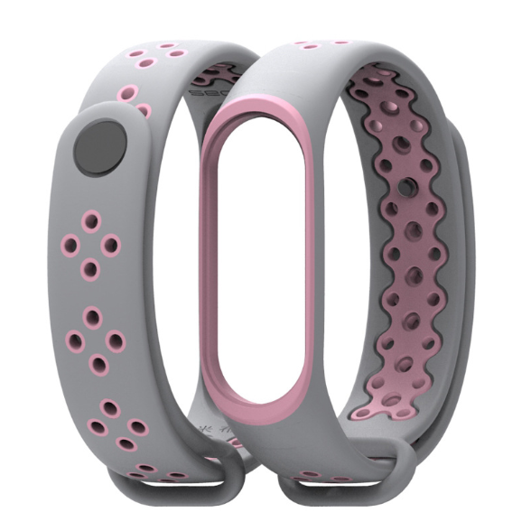 Ремінець Xiaomi Mi Band 4 / 3 MiJobs Sport силіконовий Сірий / Рожевий 1696P