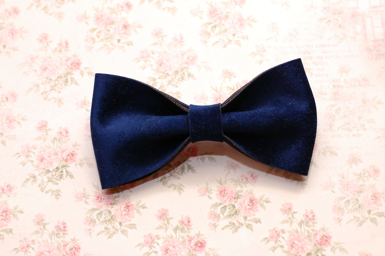 Краватка-метелик святкова для хлопчика з оксамиту темно-синя 108 Об, фото 1