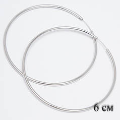 Сережки-кільця Xuping G-182 конго гладкі в сріблястому кольорі діаметр 6 см