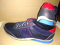 Мужские кроссовки New Balance больших размеров кожа синие NB0014