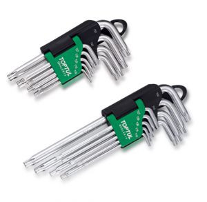 Набір Г-обр. ключів TORX T10-T50 9ед. довгих з отвором Toptul GAAL0919