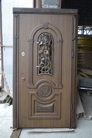 Двери уличные, модель 97 PRESTIGE, 970*2050, гнутый профиль, накладки 16 мм-VINORIT, замки KALE, ковка, фото 2