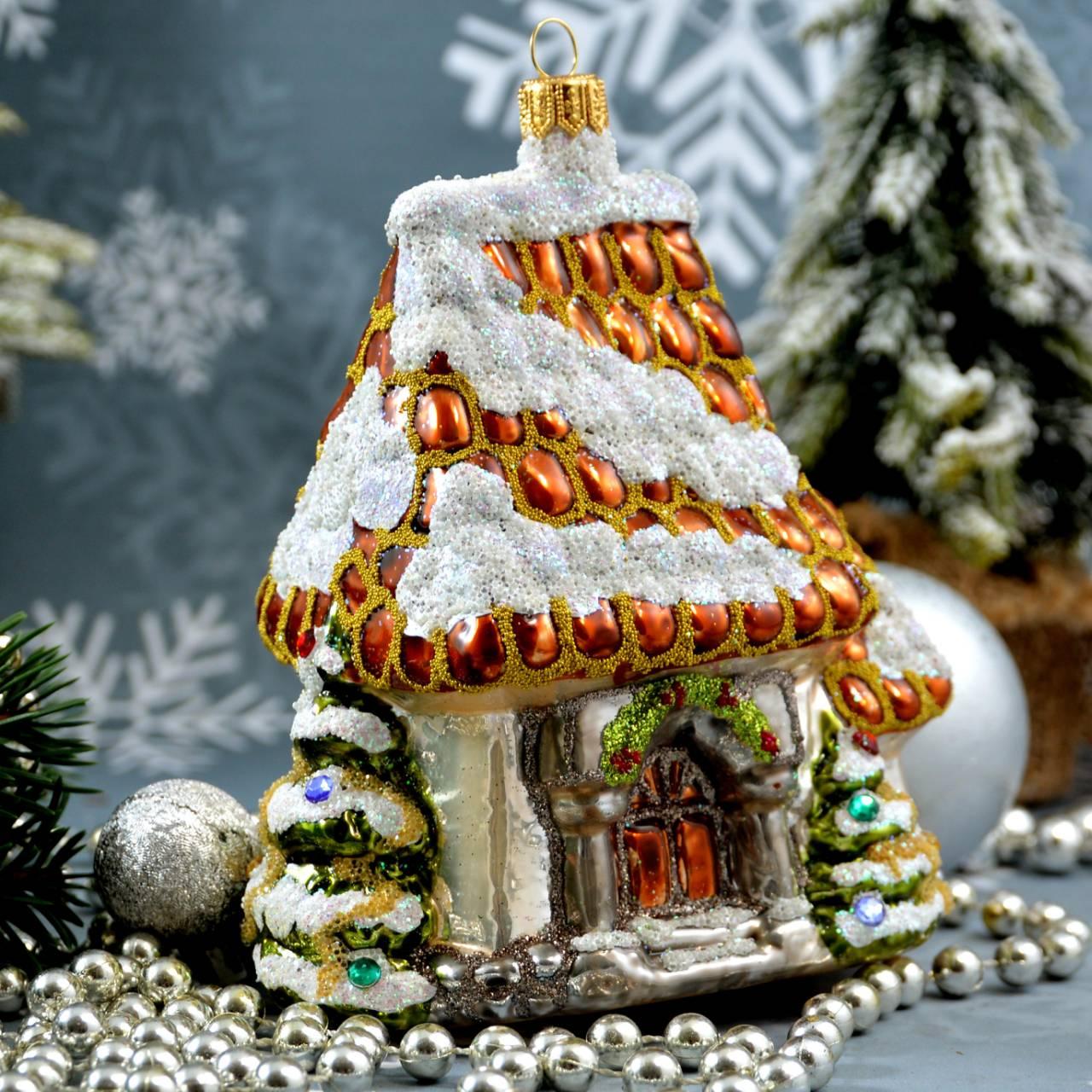 Скляна ялинкова іграшка Казковий будиночок Irena