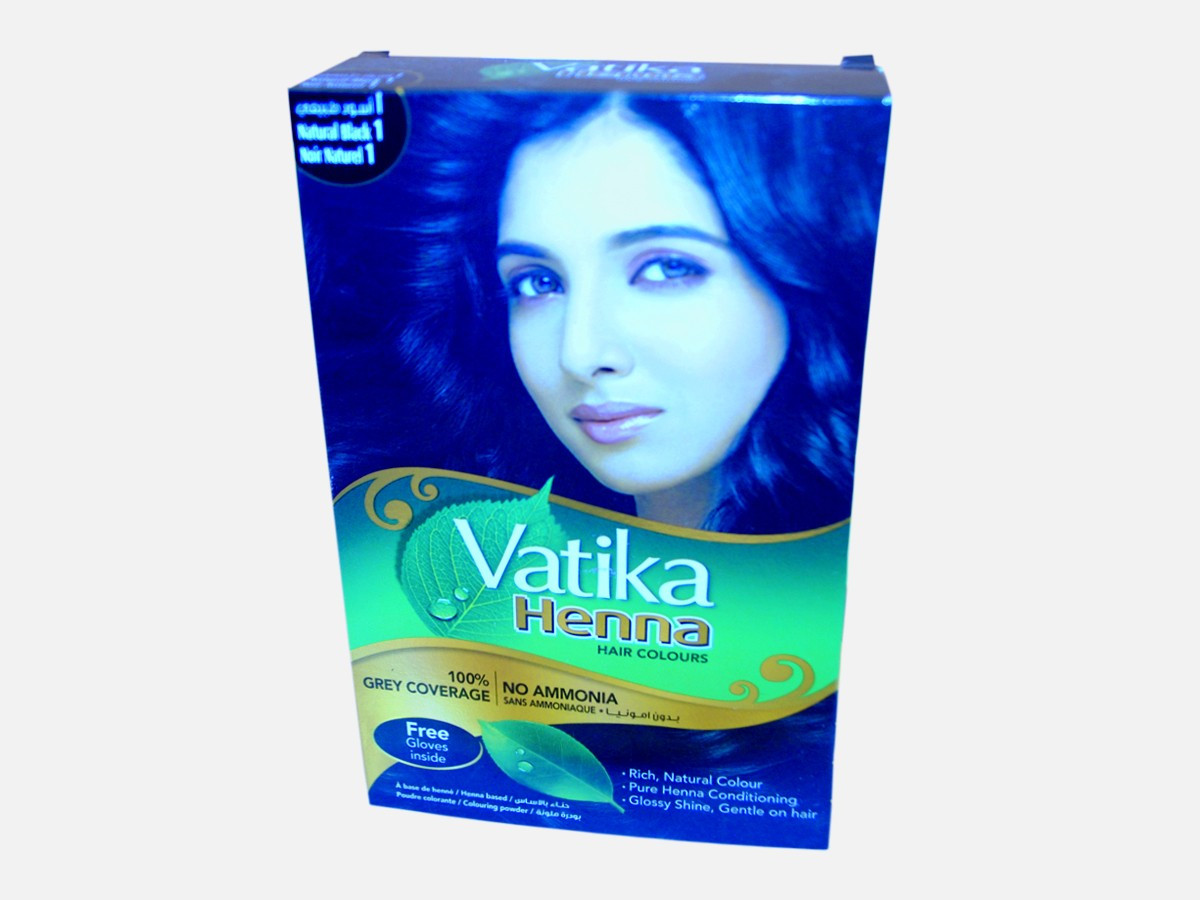 Vatika Henna Hair Colours Colouring Black Powder (60Gm). Dabur. Фарба для волосся на основі хни Ватіка чорна