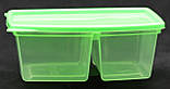Пластиковий прямокутний подвійний контейнер (лоток) 0.7 л "Європейський" з жорсткою кришкою (різні кольори кришки), фото 3