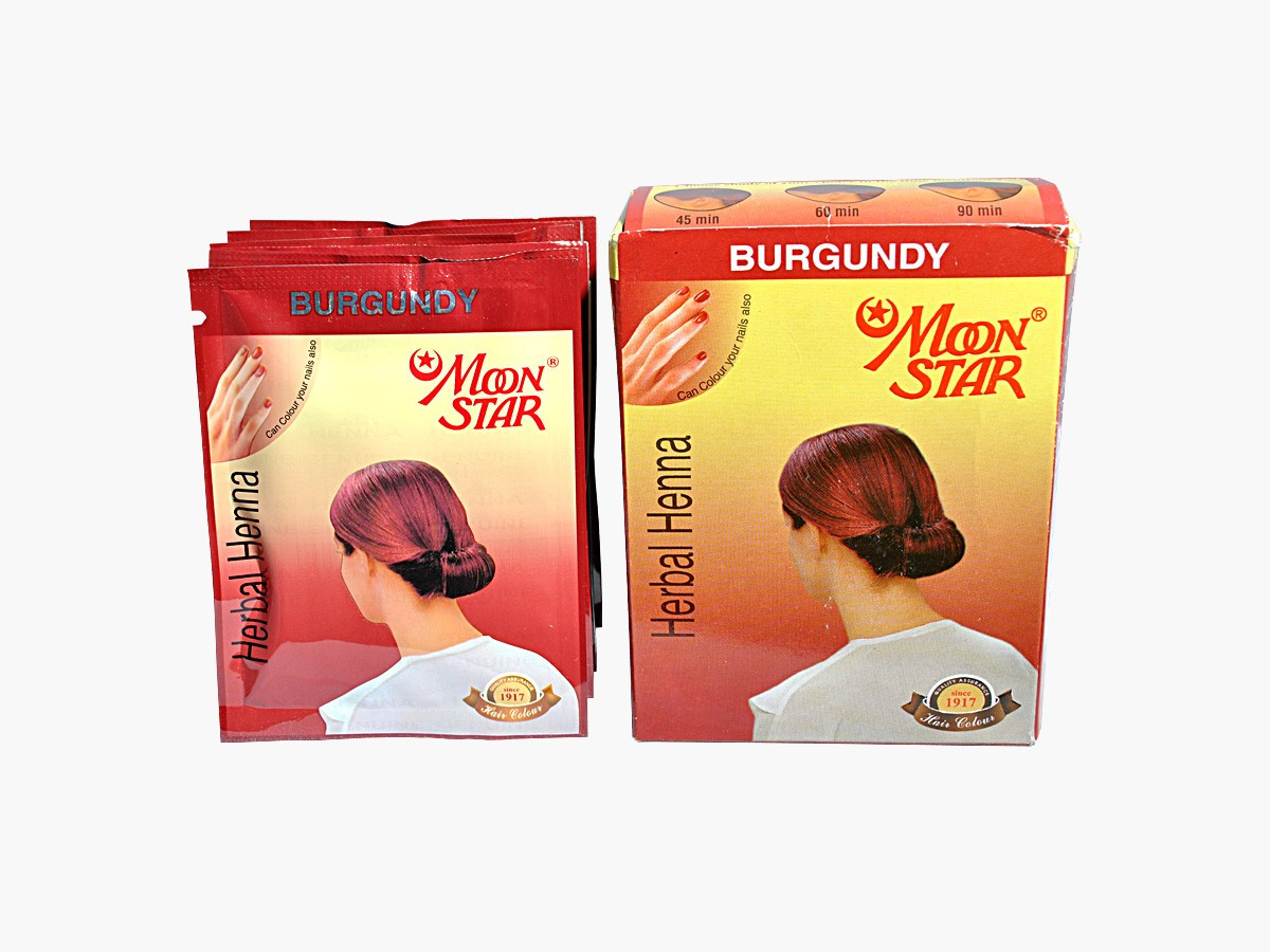 HERBAL HENNA COLOR BURGUNDI (60 GM (6 x 10Gm)) MOON STAR, ФАРБА ХНА ДЛЯ ВОЛОССЯ. Розпродаж (термін до 2019)