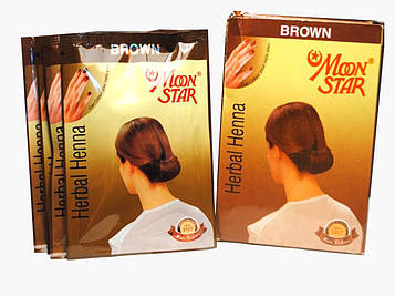 HERBAL HENNA MEHANDI - COLOR BROUN (6 x 10Gm) MOON STAR ФАРБА ДЛЯ ВОЛОССЯ, КОЛІР КОРИЧНЕВИЙ