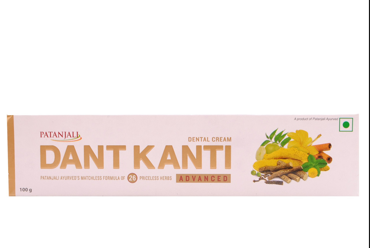 ДАНТ KANTI ADVANCED TOOTHPASTE (100G) PATANJALI, ЗУБНА ПАСТА ДЕНТ КАНТІ АДВАНСЕД 100ГРМ. ПАТАНДЖАЛІ