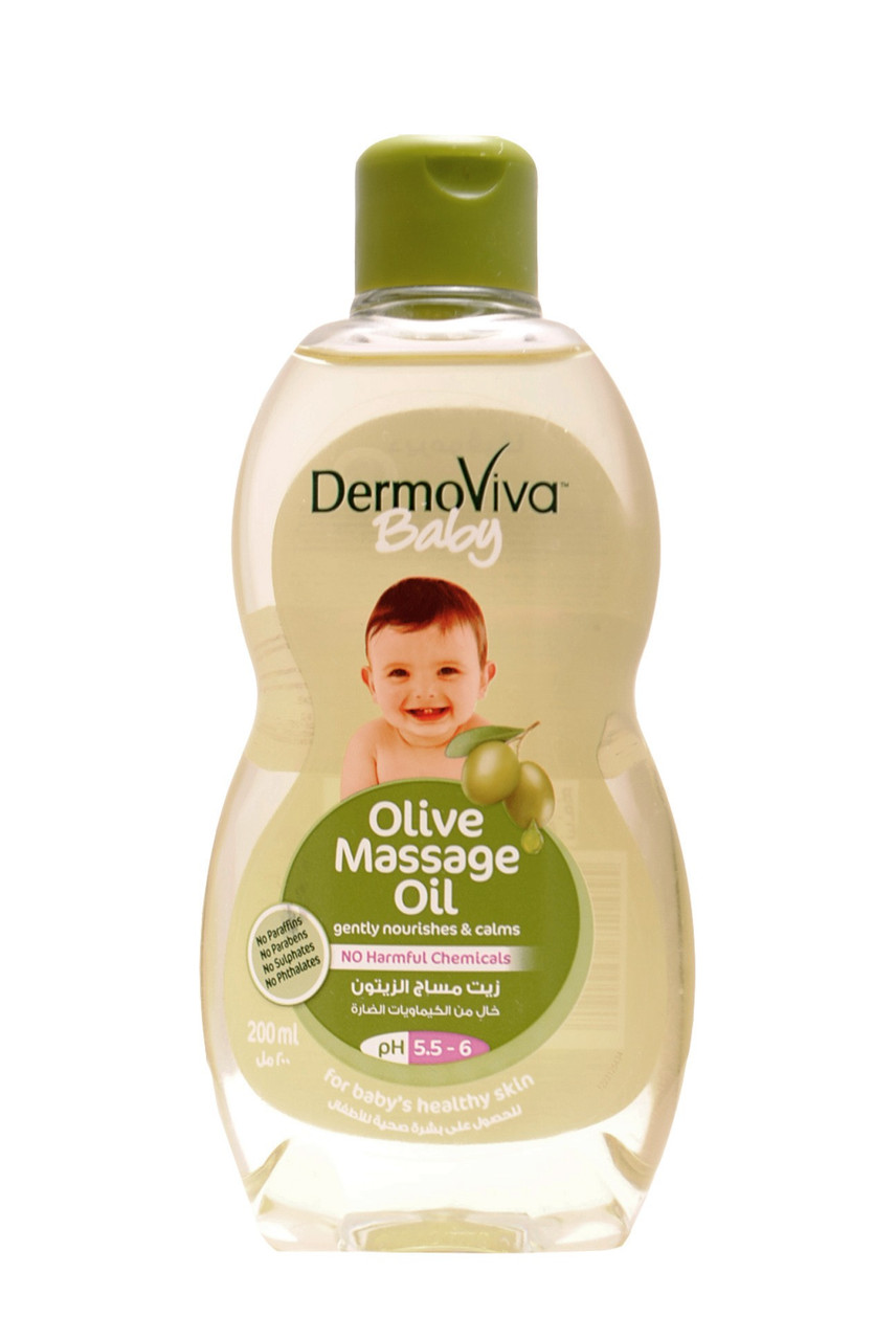 DermoViva Baby Olive Massage Oil. 200 ml. Dabur. Масло масажне з оливковою олією, дитяче.(ТЕРМІН ДО 2018)