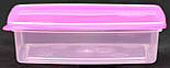 Пластиковий прямокутний контейнер (лоток) 0.5 л "Європейський" з жорсткою кришкою (різні кольори кришки), фото 3