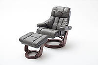 Кресло Relax Calgar Chair для отдыха с подставкой под ноги кожаное