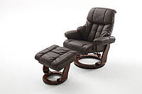 Кресло Relax Calgar Chair для отдыха с отоманкой для ног кожаное