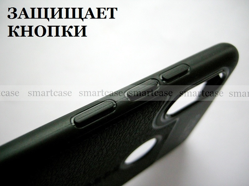 Черный чехол под кожу для Xiaomi Redmi Note 6 Pro, мягкий TPU AF бампер, не силиконовый - фото 2 - id-p877102419
