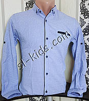Стильная рубашка для мальчика 116-146 см(розн) (голубая) (пр. Турция)