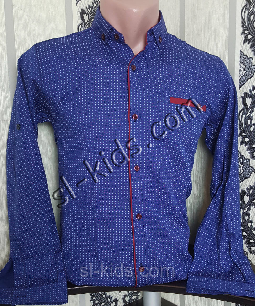 Стильна сорочка для хлопчика 116-146 см (розн) (синя) (пр. Туреччина)