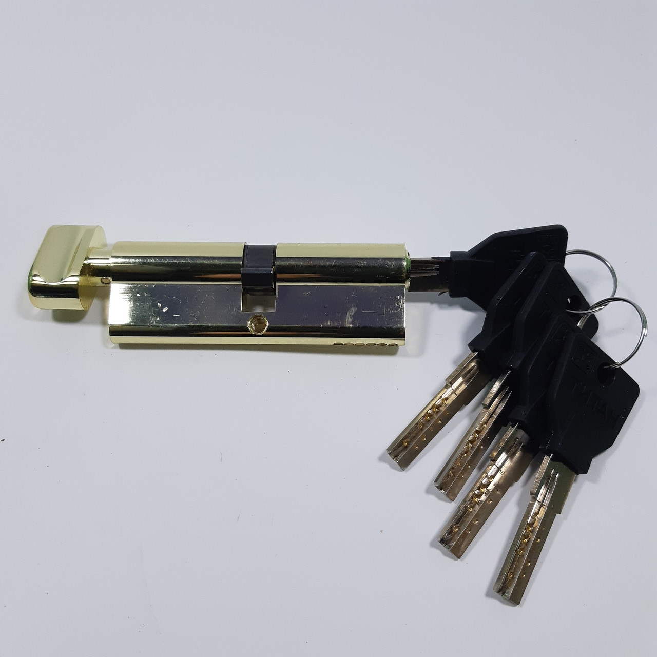 Циліндровий механізм ТИТАН 90 мм (45*45) з поворотною ручкою (золото)