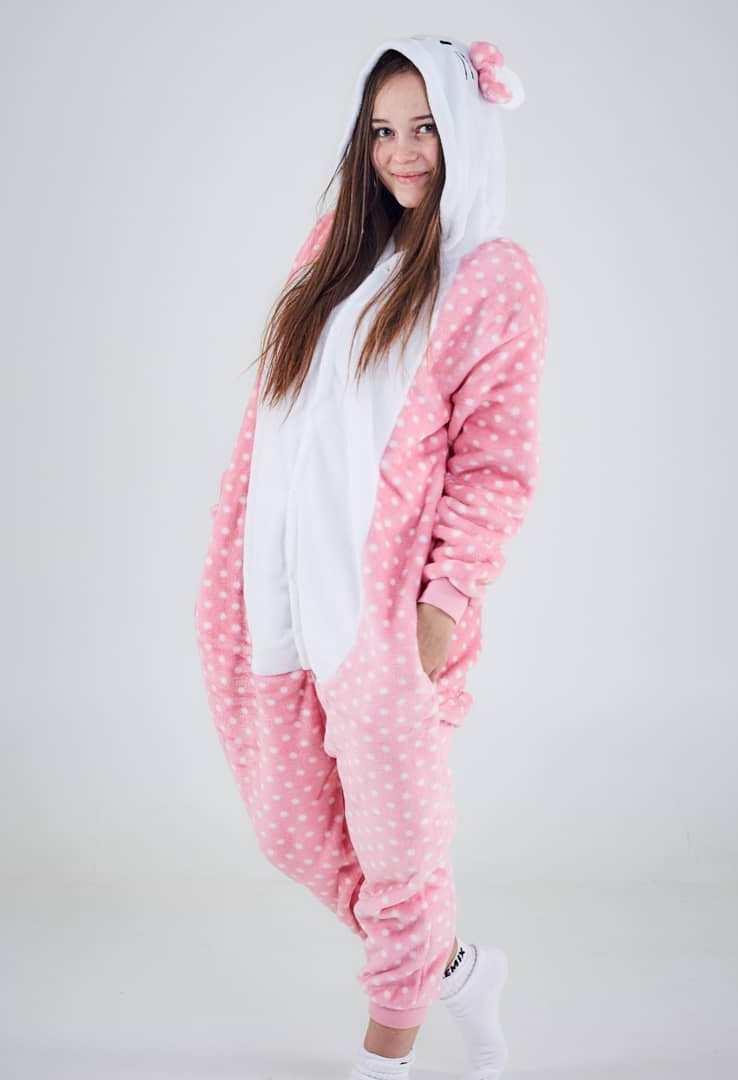 Взрослая пижама кигуруми Hello Kitty розовый (Хеллоу китти) р. S-L ...