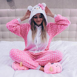 Доросла піжама кігурумі Hello Kitty pink (Хеллоу кітті) р. S-М krd0030